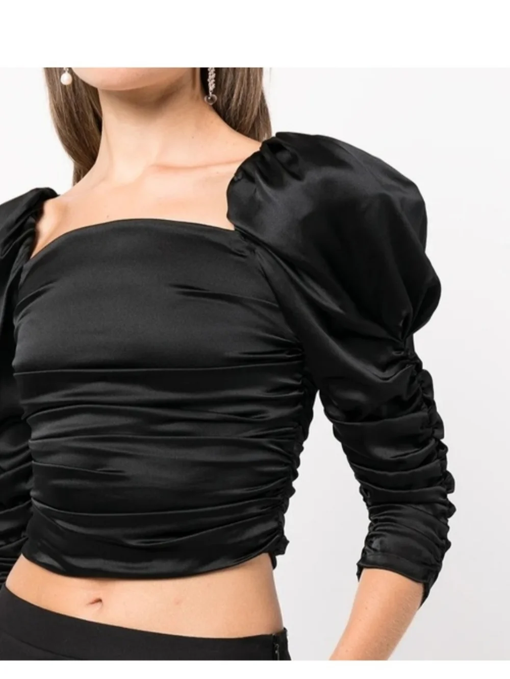Alice + Olivia Katrice ruched puff-sleeve top size 0 $495 - Picture 6 of 16